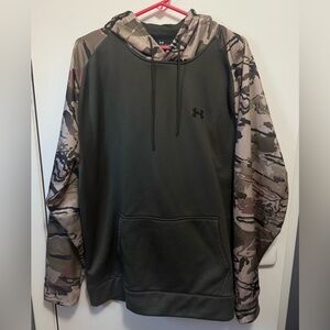 Under Armour Men's Rival Fleece Army Green Tan Camo Blocked Hoodie Size XL